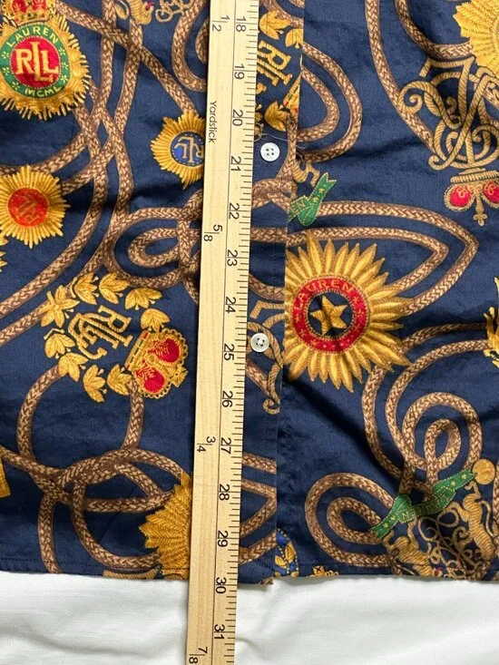 Lauren Ralph Lauren Women's 3X Shirt Crest Crown Gold Rope and Medallion AOP - Picture 7 of 9